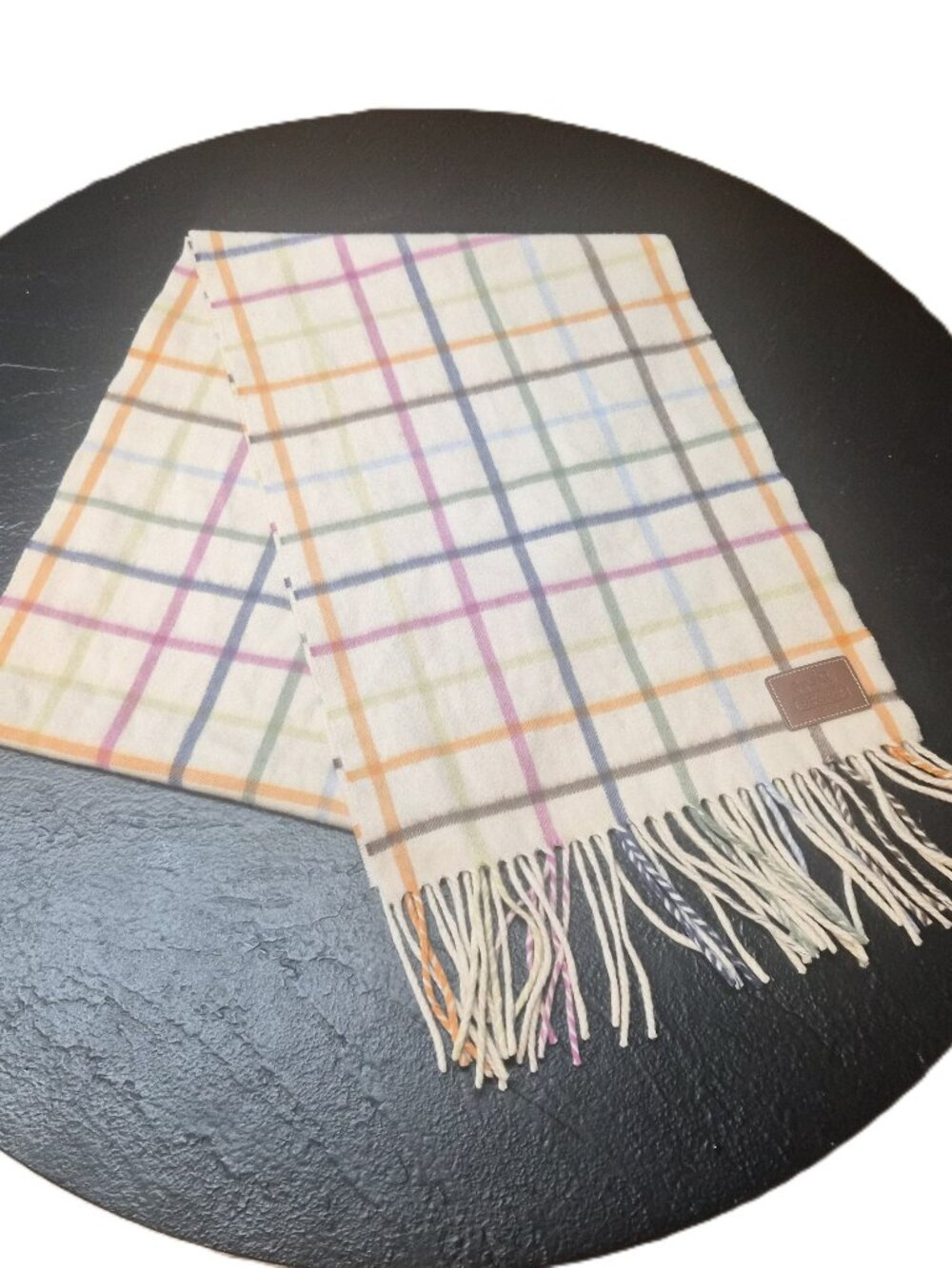 Coach Heritage Plaid Tattersall 100% Cashmere Scarf Muffler Preppy Check Academy